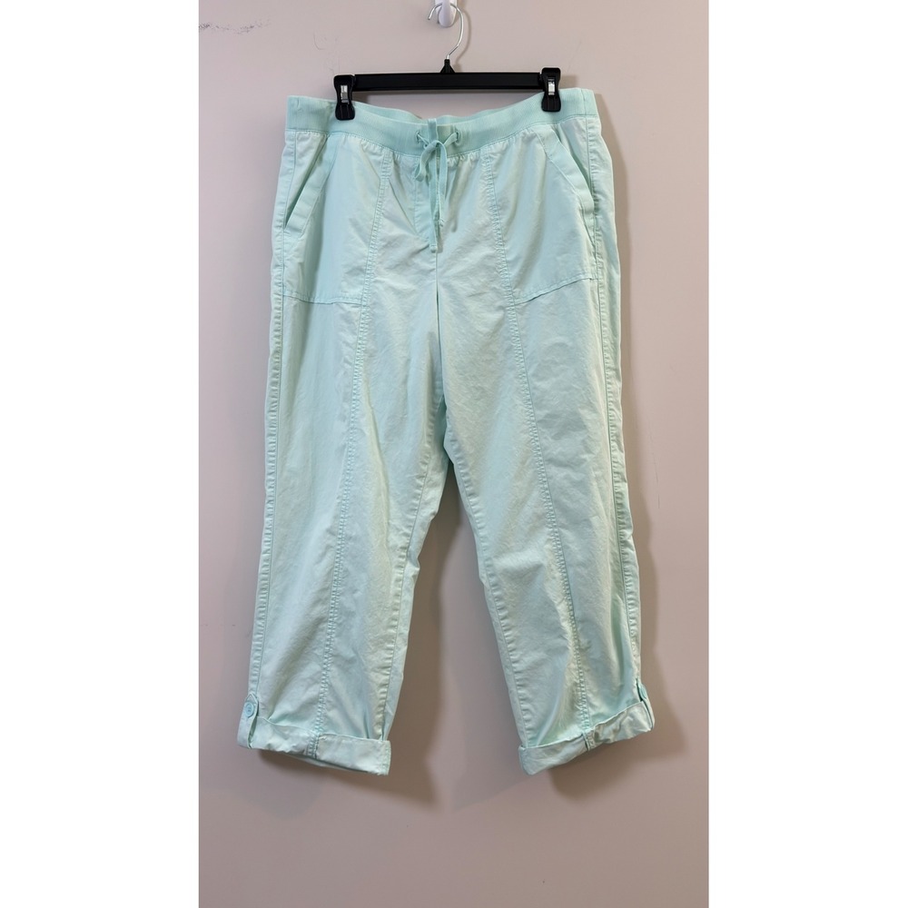 Talbots Crop Pants Mint Green Cotton Drawstringโ Cuffed Women 14